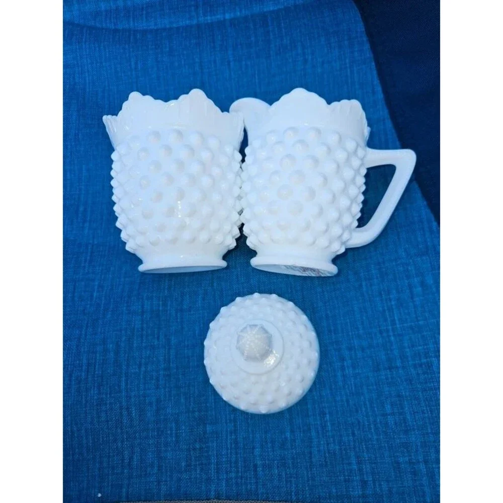 Milkglass Fenton Hobnail Sugar and Creamer set